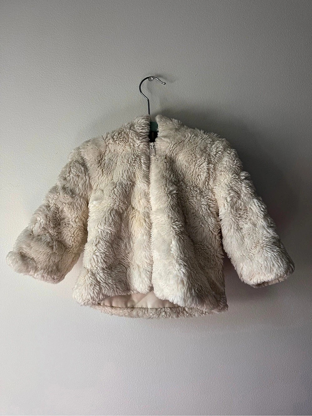 Kid Connection Faux Fur Jacket in Cream Like New